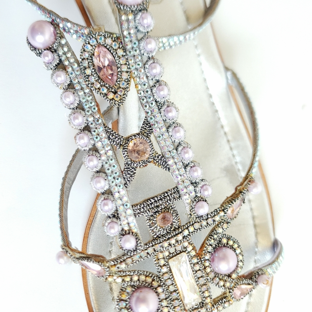 Rene Caovilla Lavender Bejewelled Sandals. - Picture 3 of 10